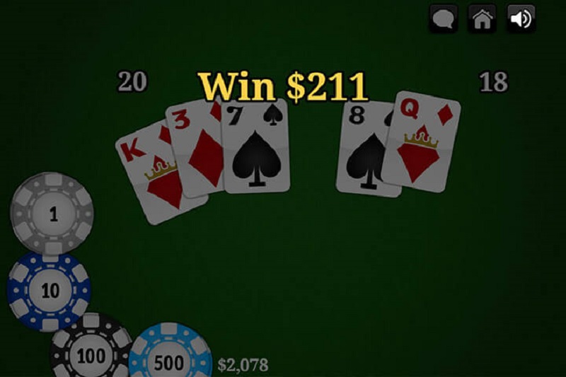 Chơi Blackjack tại casino online EUBET có tổng điểm là 21 sẽ thắng