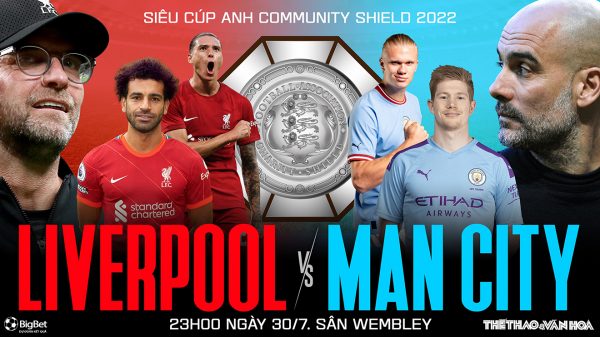 Soi kèo nhà cái Liverpool vs Man City. Nhận định, dự đoán bóng đá Siêu cúp Anh Community Shield 2022 (23h00, 30/7)